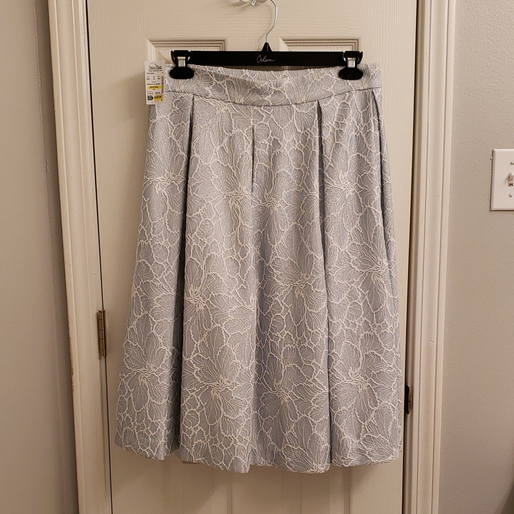 Ronni Nicole Light Blue Lace A-Line Skirt, size 14